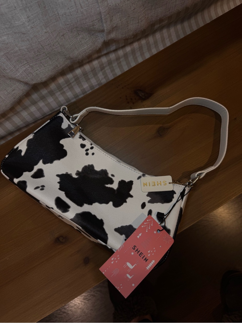 SHEIN Black and White Cowhide Pattern Shoulder Bag - Picture 2 of 4